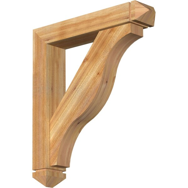 Ekena Millwork Funston Arts and Crafts Rough Sawn Bracket w/ Offset Brace, Western Red Cedar, 6"W x 30"D x 34"H BKT0604X30X34FST03RWR - main